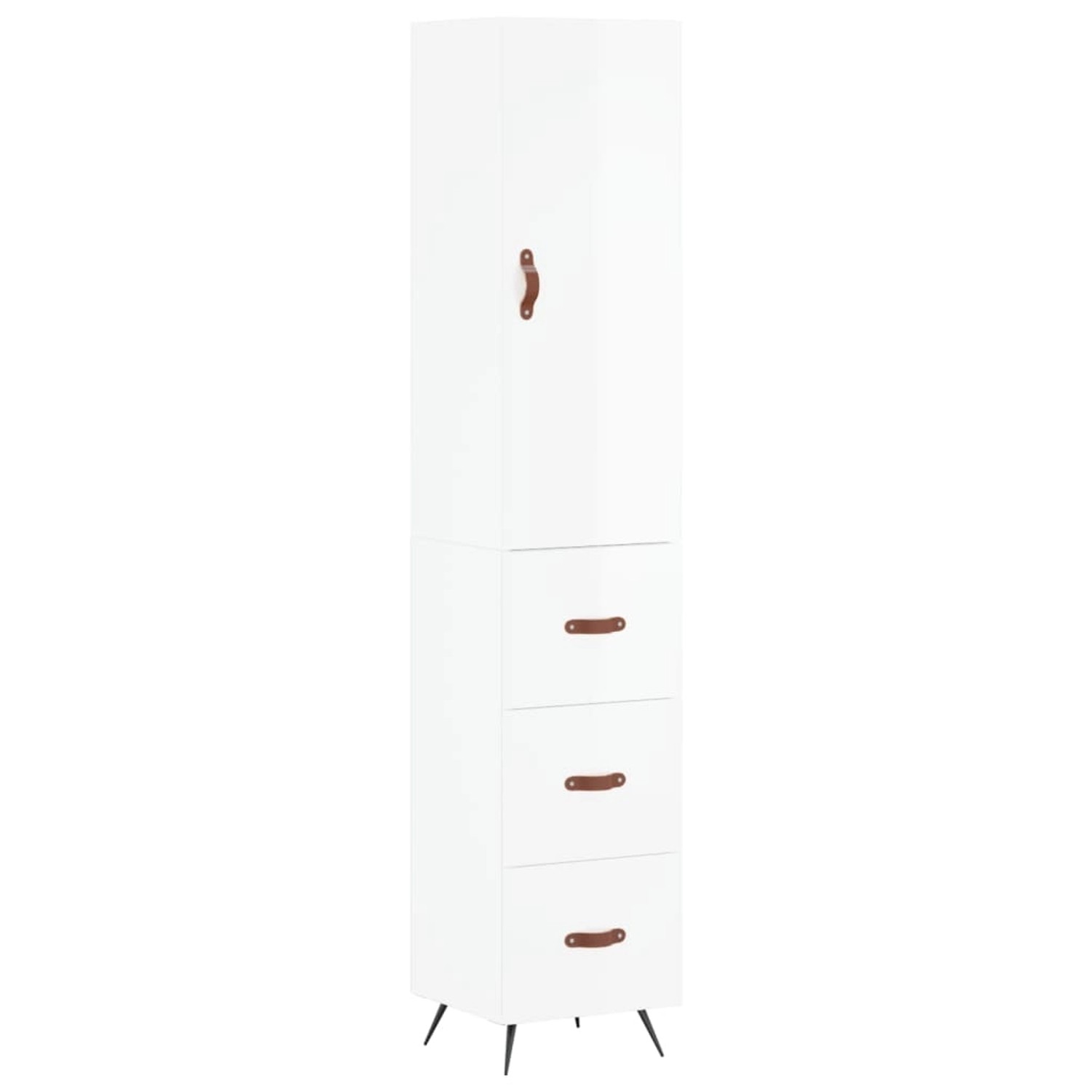 vidaXL Highboard Hochglanz-Weiß 34,5x34x180 cm Holzwerkstoff 3198827 günstig online kaufen