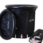 Schwarzes Ice Tub Eisbad (Ø 80cm) mit Deckel und Pumpe, ideal für die Kaltwassertherapie.