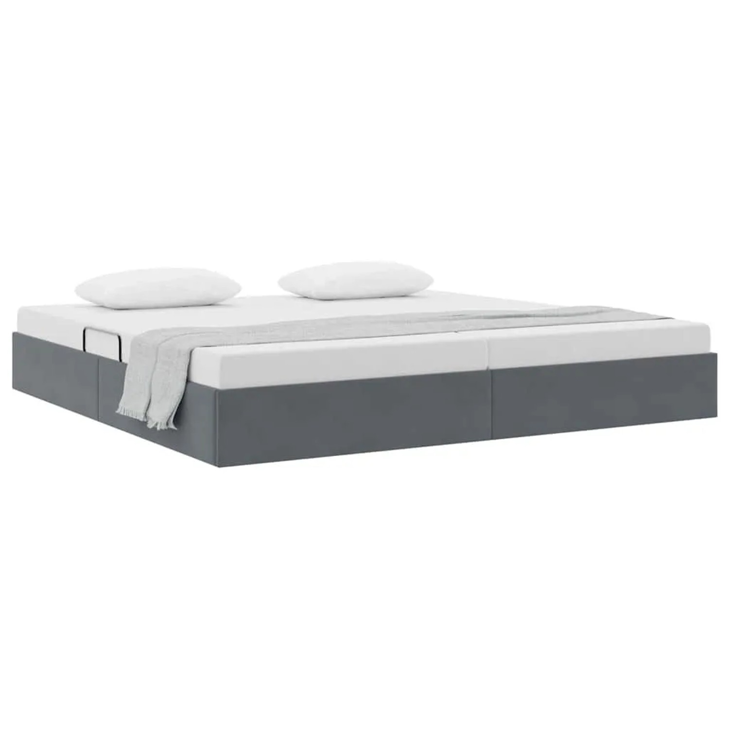 vidaXL Aufbewahrungsbett mit Kopfteil Dunkelgrau 200 x 200 cm Samt 3370119