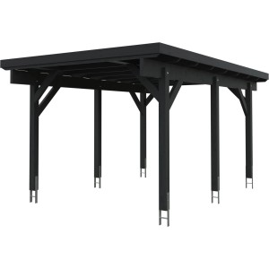 Kiehn-Holz Einzelcarport KH 301, anthrazitfarben, mit Stahl-Dacheindeckung und stabilen Holzpfosten.