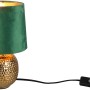 Goldene Reality Tischleuchte Sophia mit grünem Samtschirm, Design-Tischlampe für Wohnraum.