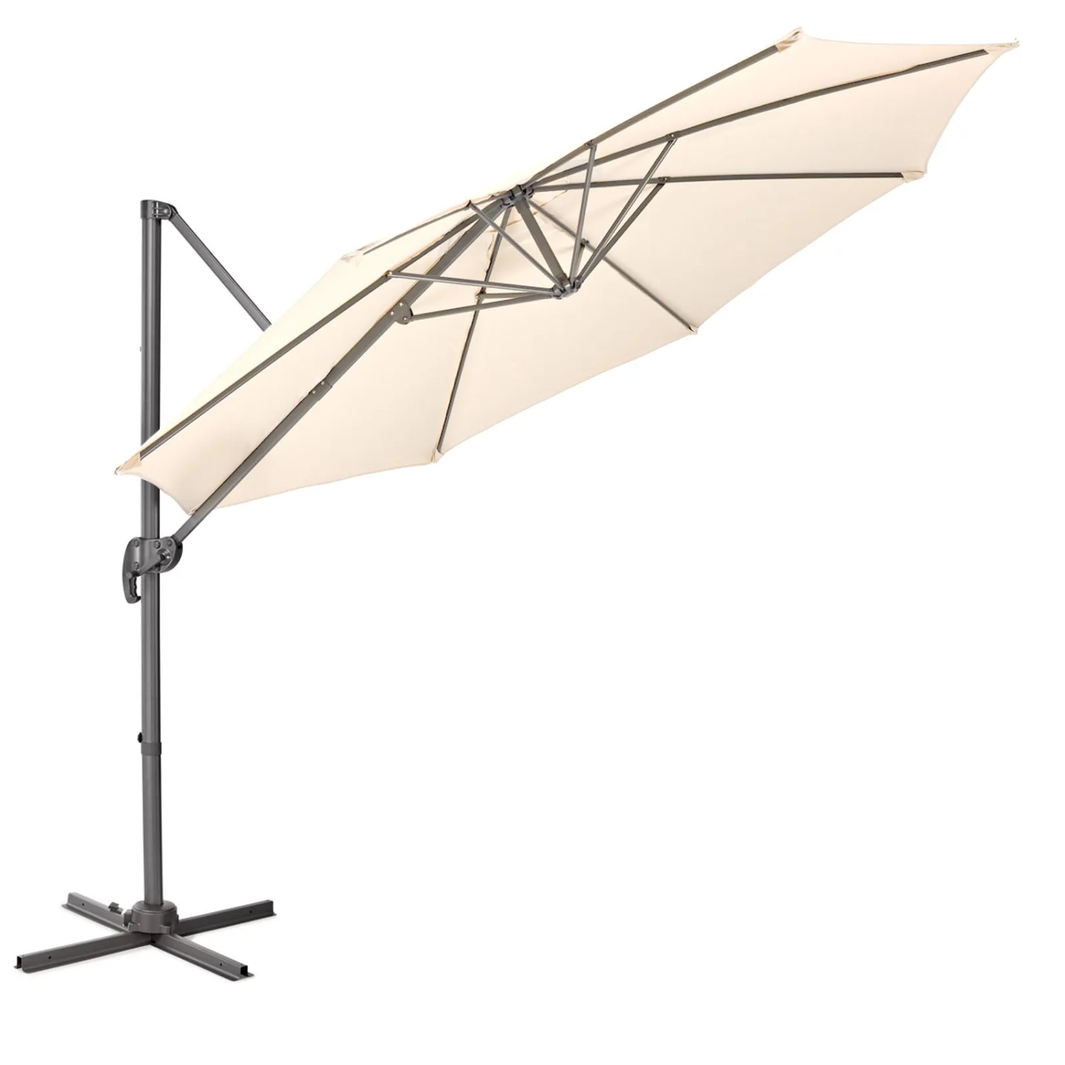 Beiger Svita Ampelschirm aus Aluminium für Garten und Terrasse, dreh- und schwenkbar.