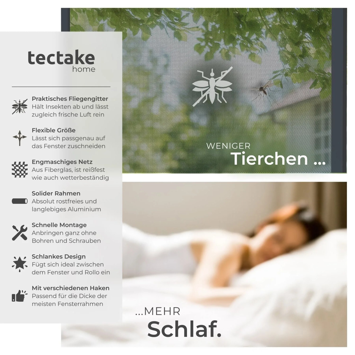 Tectake Fliegengitter Mit Aluminiumrahmen  Für Fenster  Zuschneidbar Wetter  und Uv Beständig 120 x 140 cm 1 x 120 x 140 cm Anthrazit_2