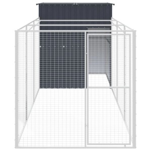 vidaXL Hundehütte mit Auslauf Anthrazit 165x455x181cm Verzinkter Stahl 3189099