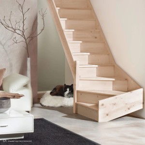 Treppen Intercon Holztreppe Casablanca Raumspartreppe Fichte Massiv Naturbelassen Linksgewendelt Mit 60 cm Treppenbreite Ohne Geländer Mit Setzstufen