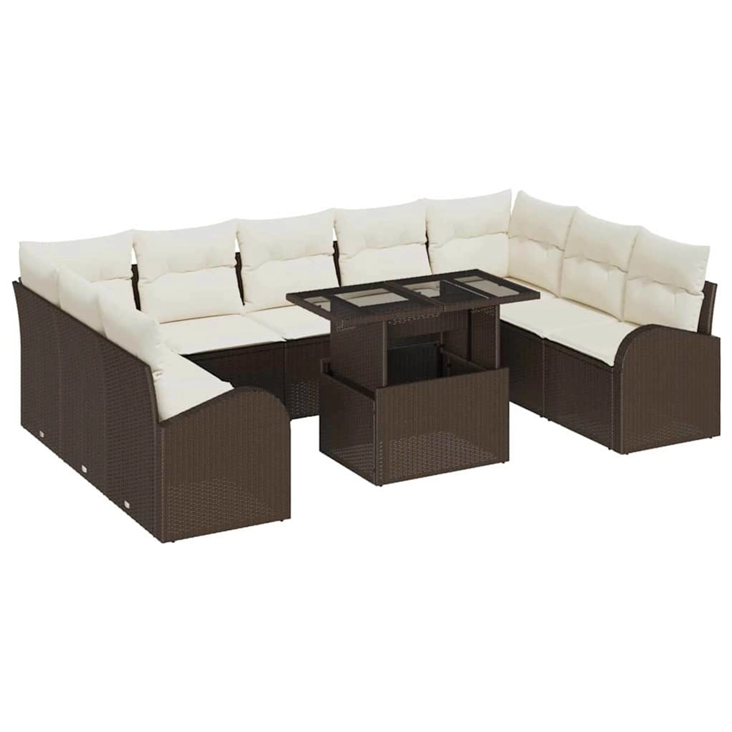 vidaXL Garten-Sofa-Set mit Speicher 10-Tlg Braun Poly Rattan 3357441 günstig online kaufen