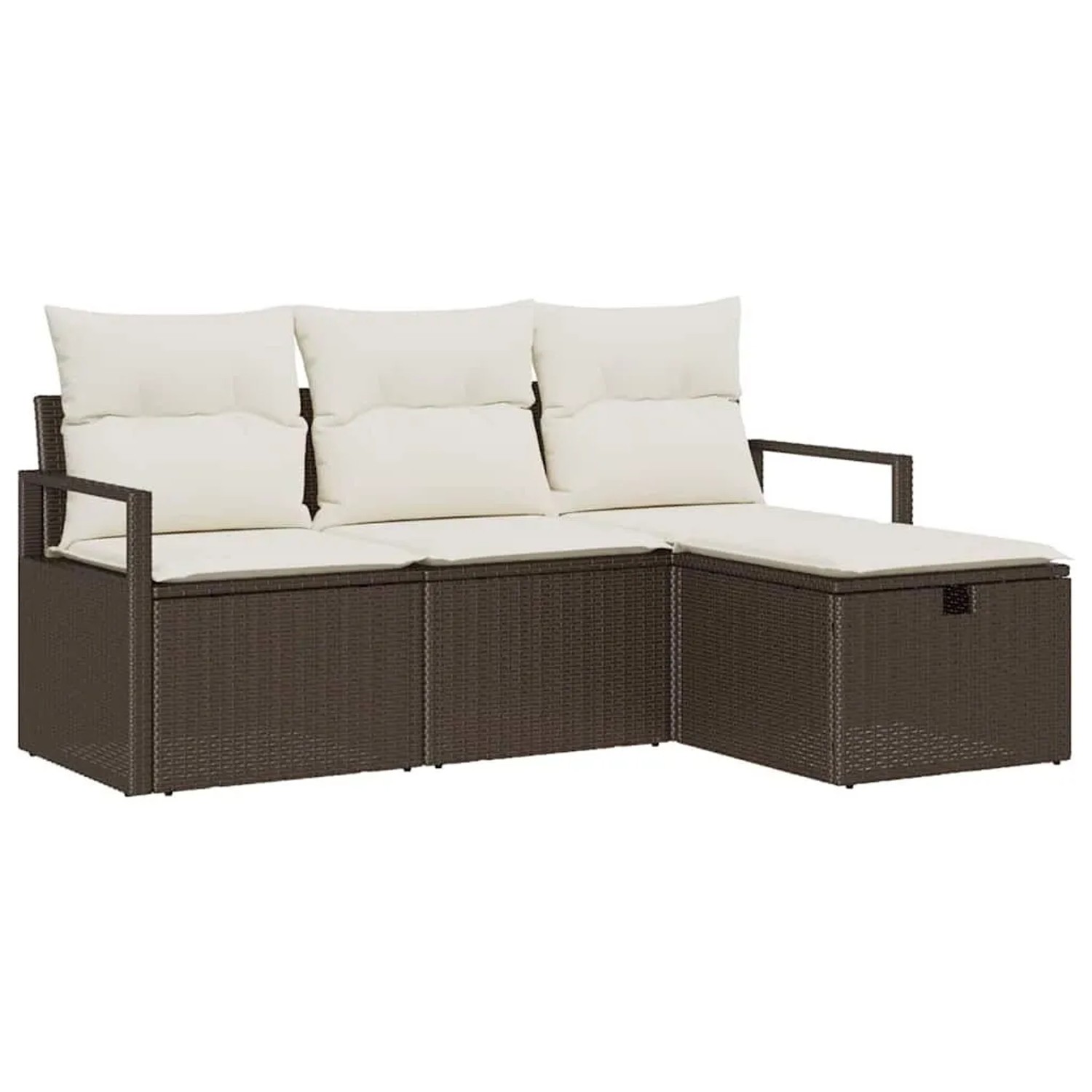 vidaXL Sofa Set mit Kissen 4-Tlg Braun und Creme Poly-Rattan 3359147 günstig online kaufen
