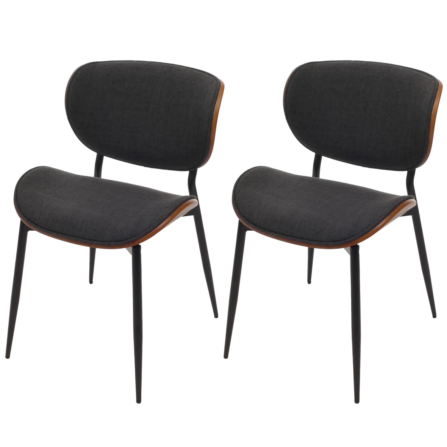 MCW Esszimmerstuhl O45 2er-Set Walnuss-Optik Dunkelgrau günstig online kaufen