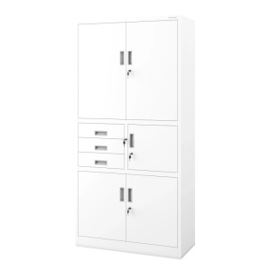 JAN NOWAK Aktenschrank mit Schubladen und Tresor FILIP II Weiß 90 x 185 x 40 cm