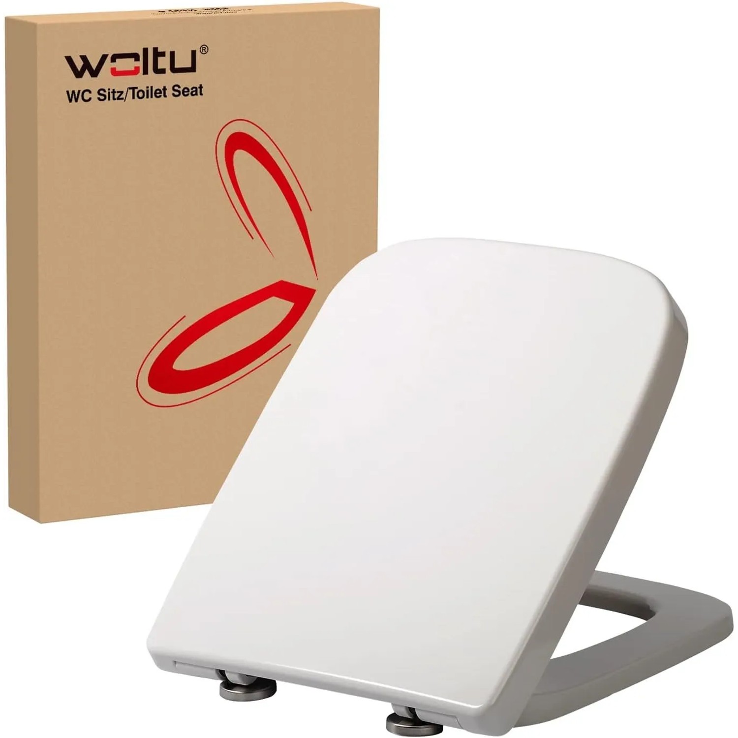 WOLTU Toilettendeckel WC Sitz Toilettensitz mit Absenkautomatik Harnstoffharze Eckig