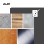 Dalsys selbstklebende Fliesen in Stein-, Holz- und Metalloptik, verschiedene Designs.