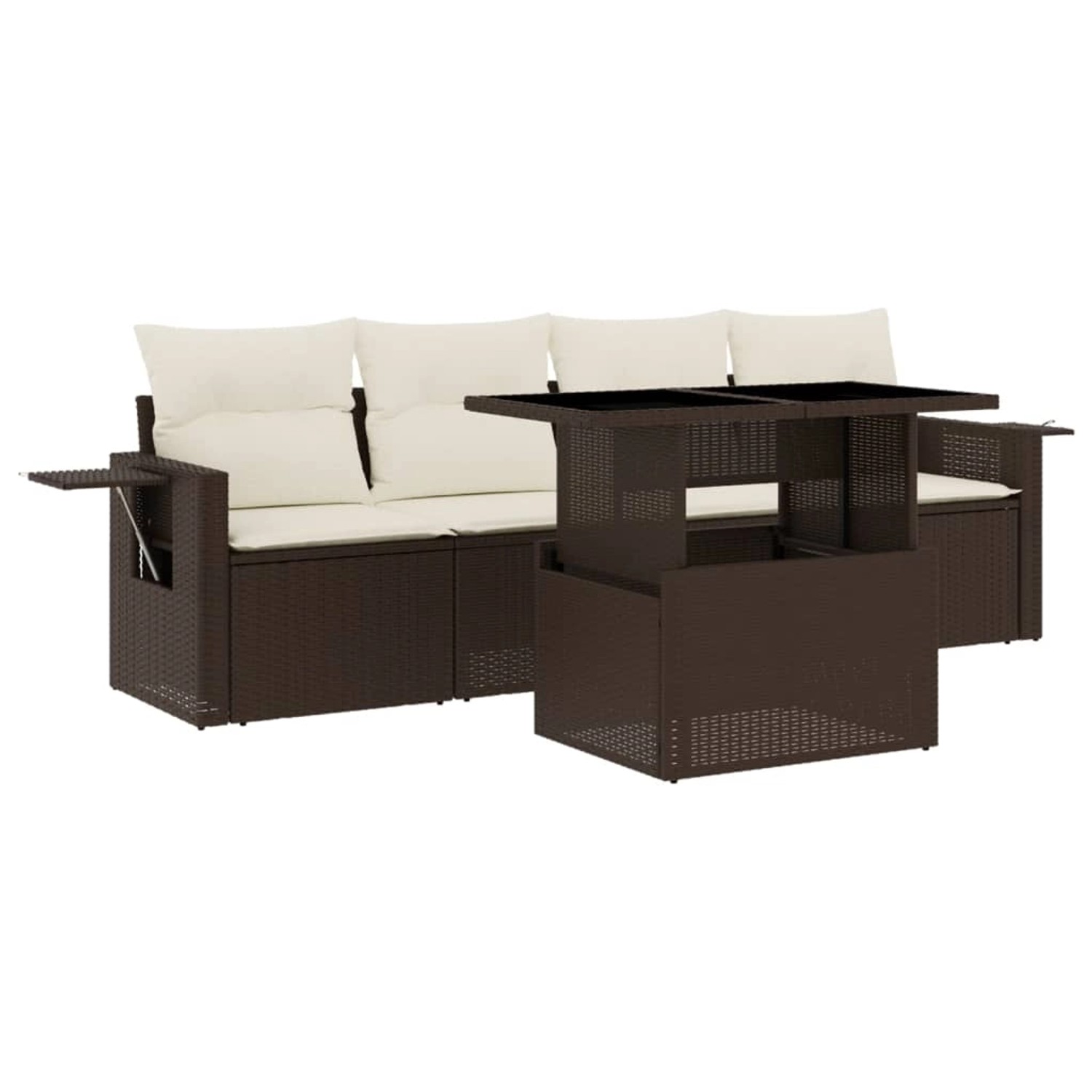 vidaXL 5-Tlg Garten-Sofagarnitur mit Kissen Braun Poly Rattan 3267733 günstig online kaufen