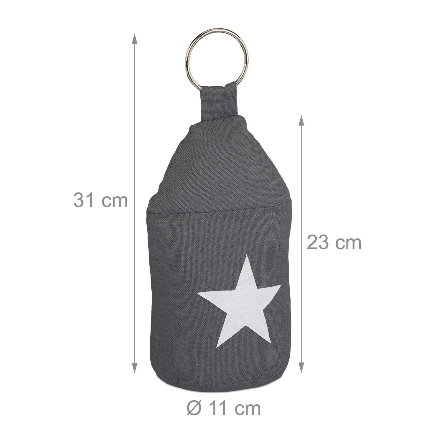 Relaxdays Türstopper Stern Baumwolle Sand Metall Dunkelgrau mit Griff Schwer 23 cm x 11 cm 1,3 kg_4