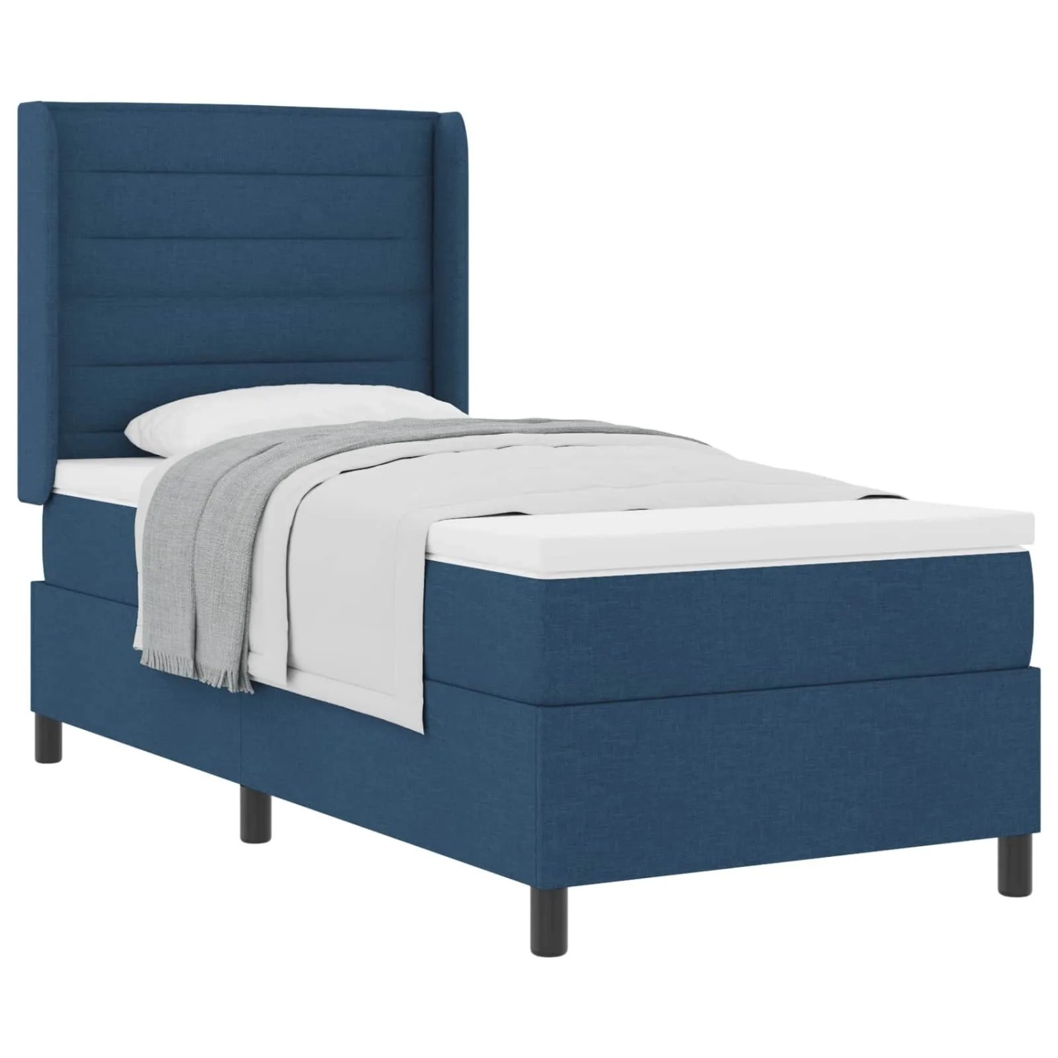 vidaXL Boxspringbett mit Matratze mit Kopfteil Blau 190 x 90 cm Stoff 3341559