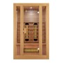 Artsauna Infrarotkabine Nyborg S120V aus Hemlockholz mit Glasfront und Vollspektrumstrahler.
