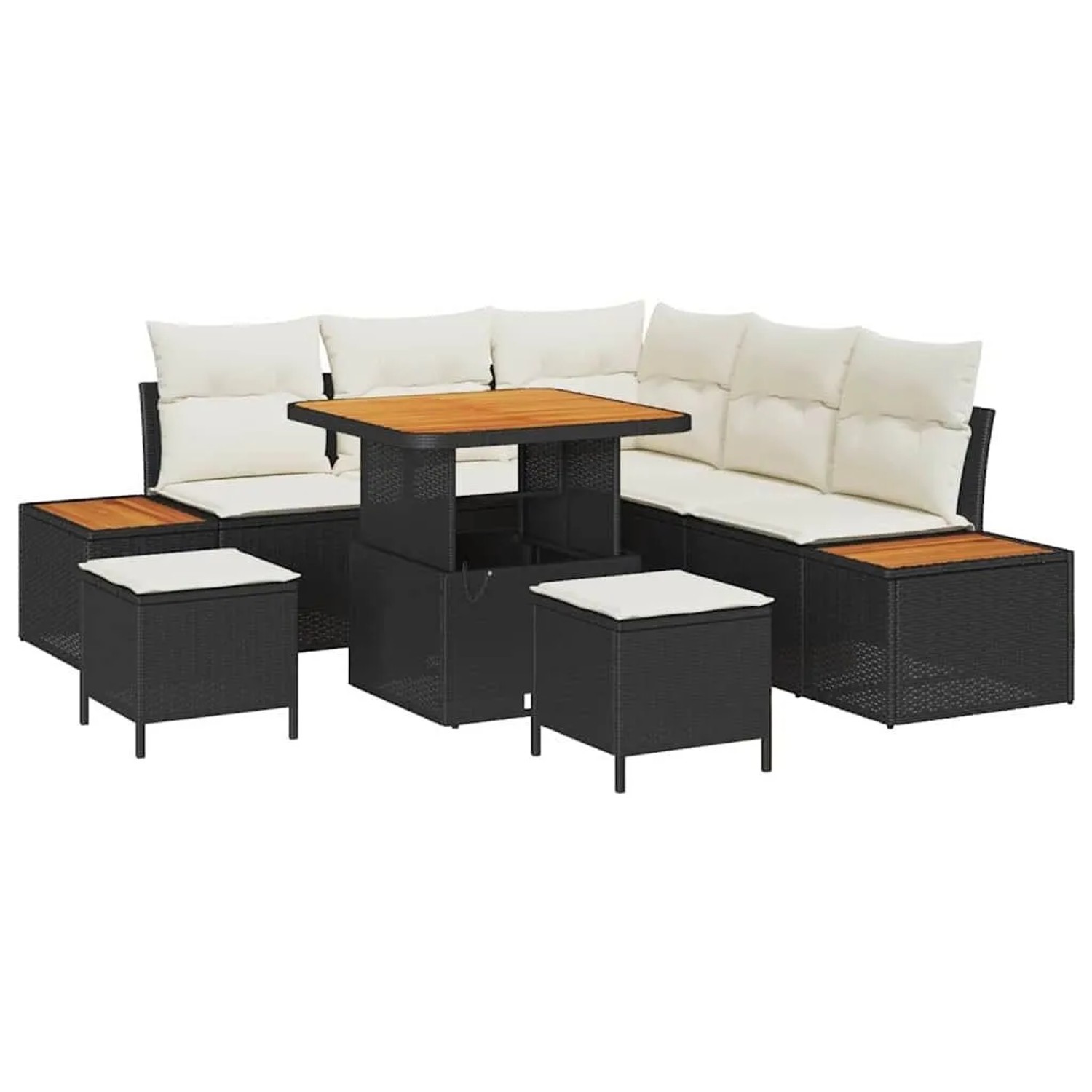 vidaXL Gartensofa-Set mit Kissen 8 Stk Schwarz Poly Rattan 3364860 günstig online kaufen