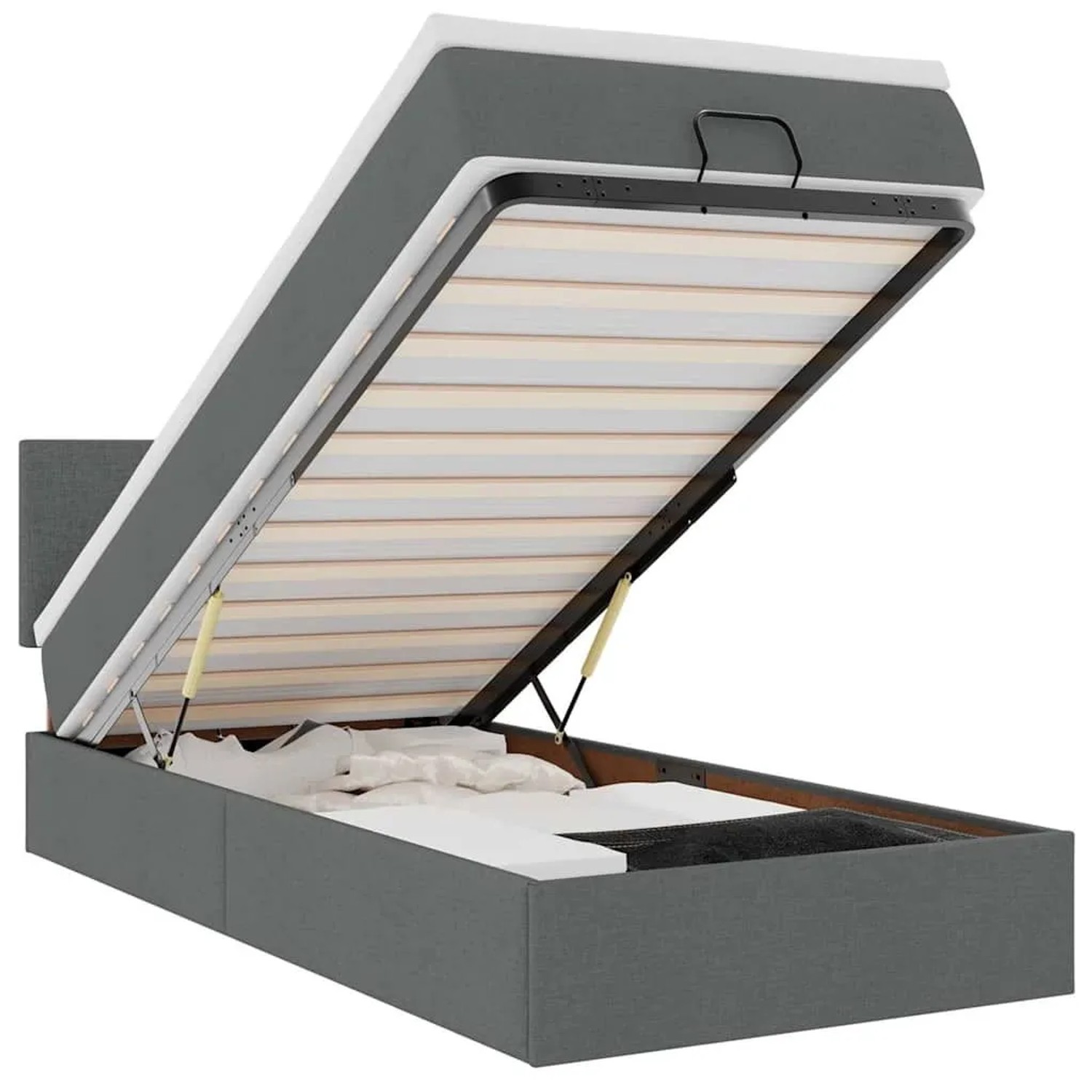 vidaXL Ottoman-Bett mit Matratze und LEDs Dunkelgrau 90x190 cm Stoff 3312188