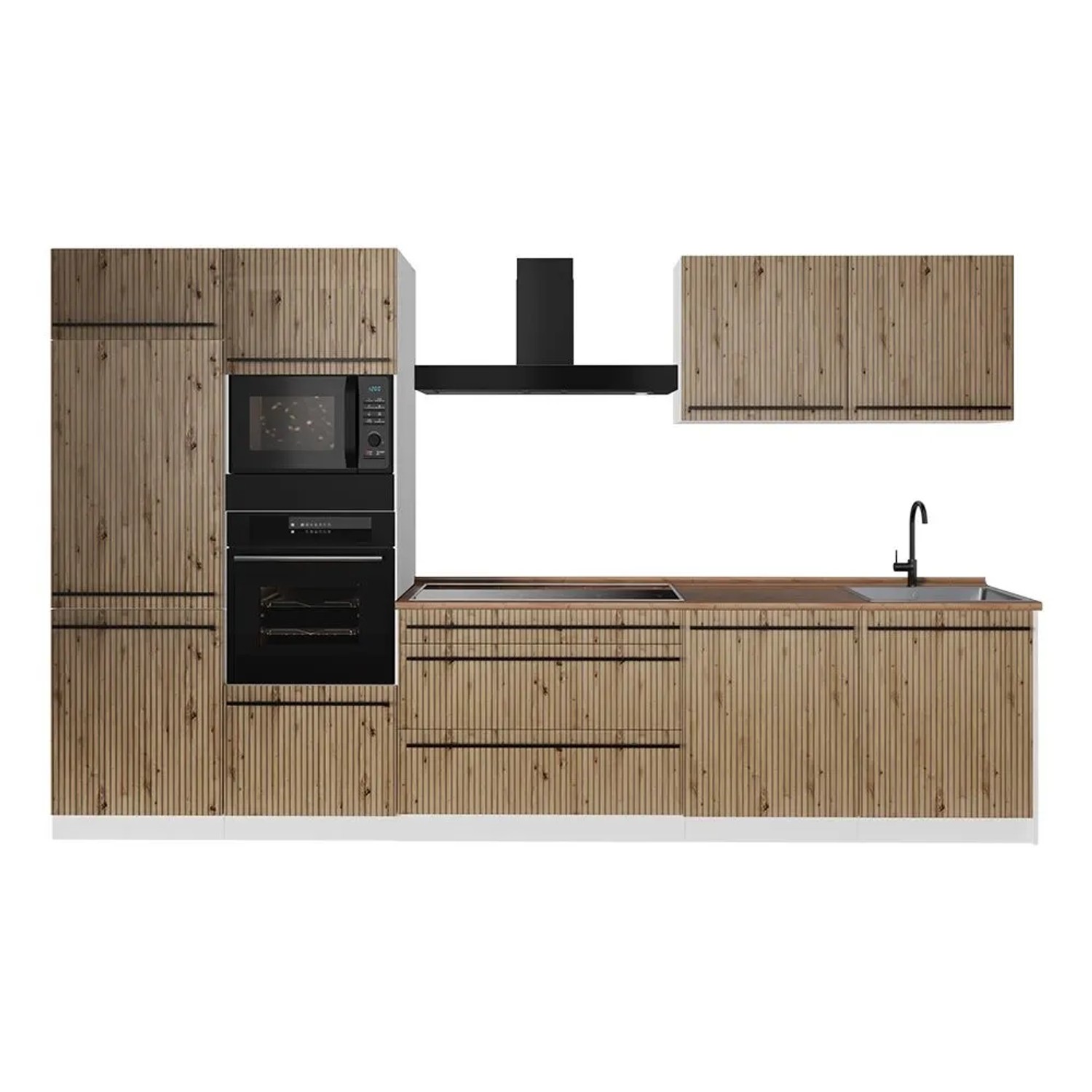 Vicco Küchenzeile R-Line Artisan-Eiche/Weiß 340 x 207 ohne Arbeitsplatte Art Nr 67356