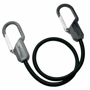 Schwarzes Master Lock Gummi-Spannseil (80 cm) mit Karabinerhaken.