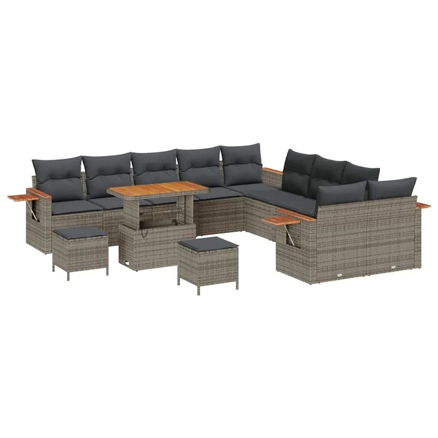 vidaXL Gartensofa-Set mit Kissen 13 Stk Grau 3363238