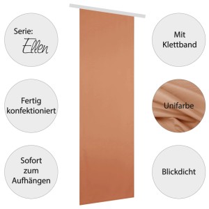 Bestgoodies Flächenvorhang Ellen, 3er Pack, hellbraun. Blickdichter Fenstervorhang mit Klettband.