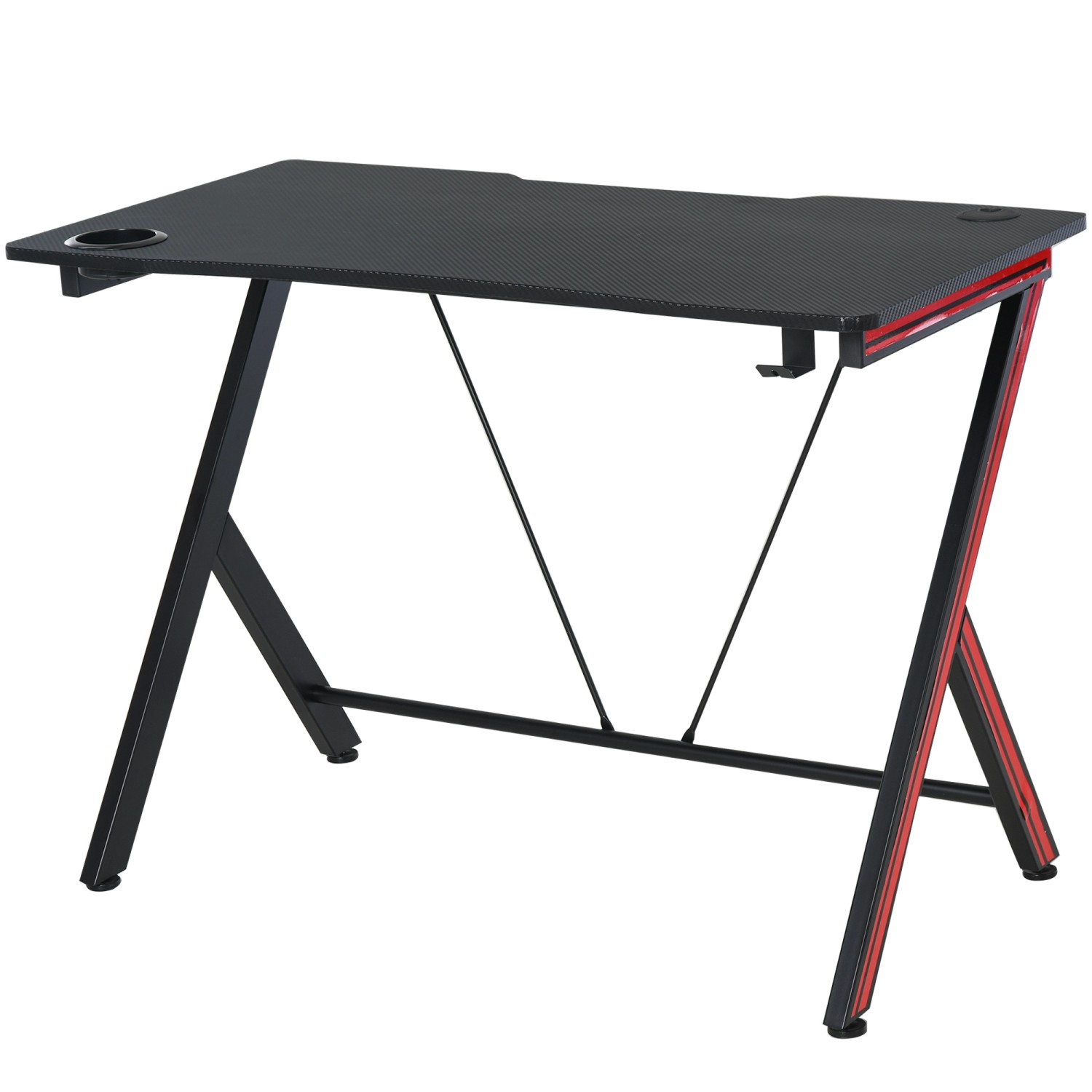 HOMCOM Gaming-Tisch mit Kopfhörerhaken Stahl MDF Schwarz 105 x 55 x 75 cm günstig online kaufen