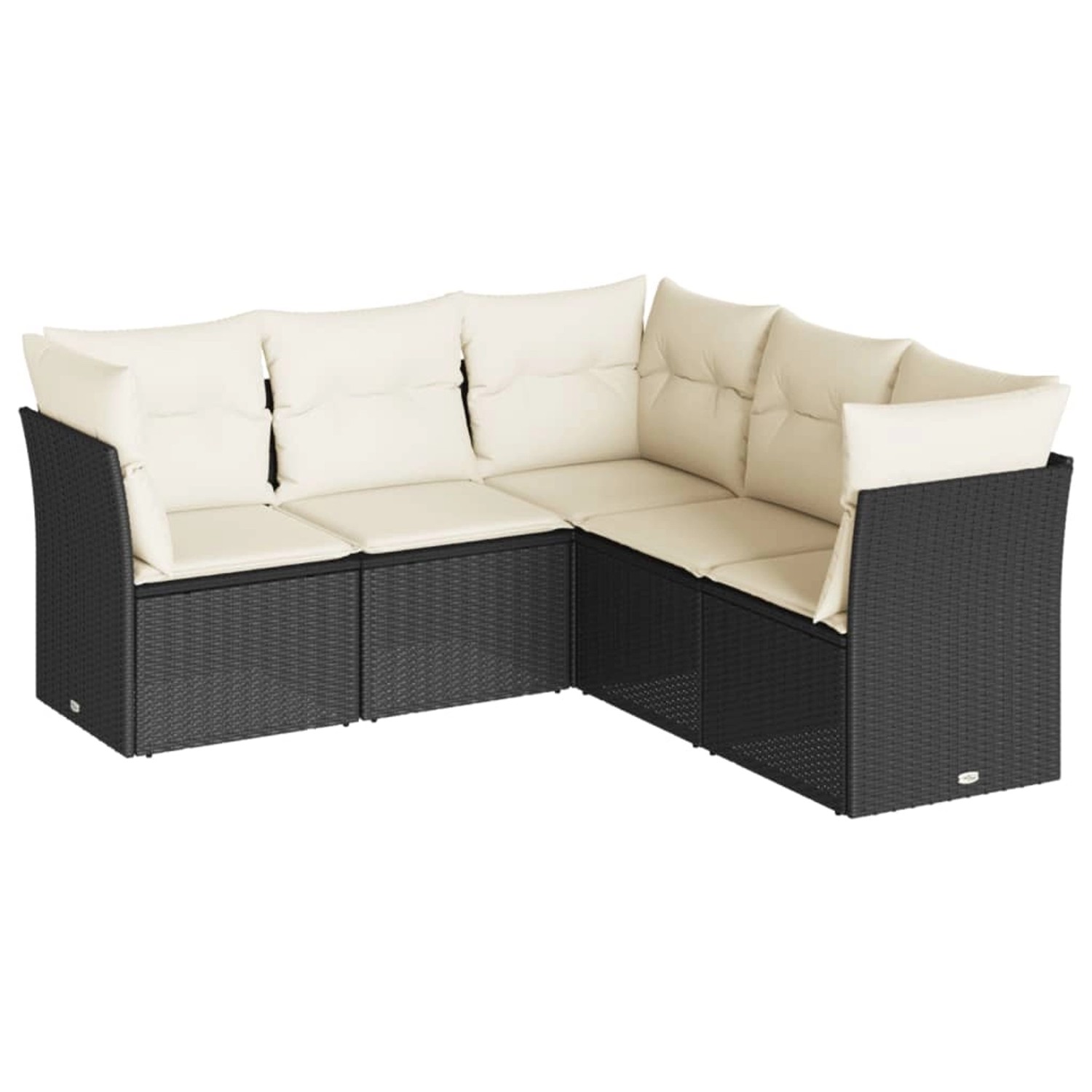 vidaXL 5-tlg Garten-Sofagarnitur mit Kissen Schwarz Poly Rattan Modell 6