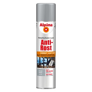 Alpina Metallschutz-Lack Anti-Rost Spray, hellgrau, glänzend, 400ml Dose.