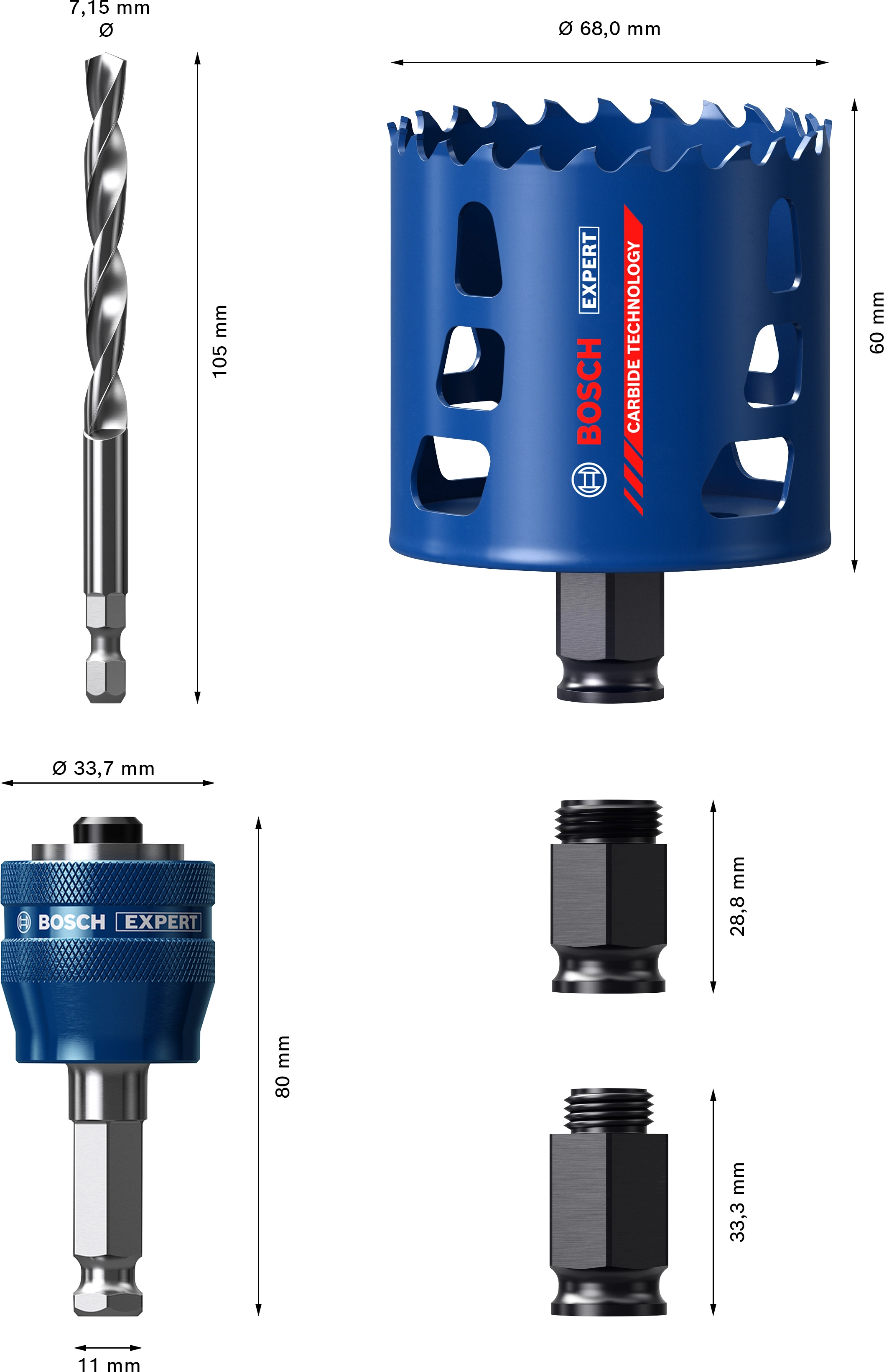 Bosch Expert mm Tough bei 68 kaufen x Kit Lochsägen-Set Material mm Ø OBI Starter 60