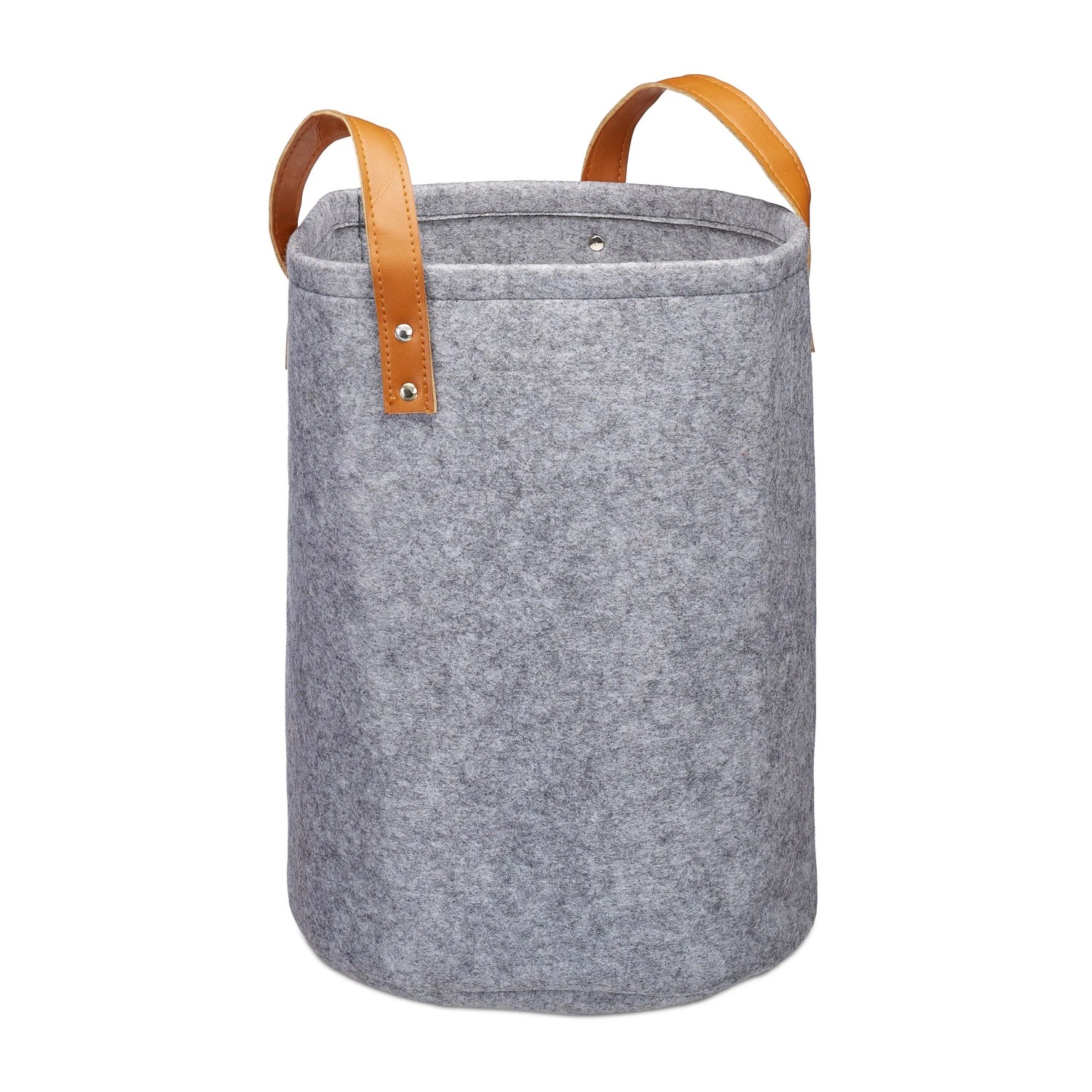 Relaxdays Wäschekorb Filz Anthrazit Tragbar Faltbar 45 cm x 30 cm 300 g