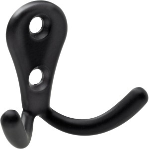 Schwarzer Hettich Mantelhaken aus Zinkdruckguss, 44x54x24 mm, für die Garderobe.