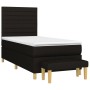 Schwarzes Boxspringbett (80x200 cm) mit Matratze, Kopfteil und Bank. Stoffbezug.