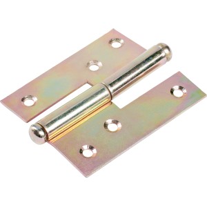 Gelb verzinktes Aushebescharnier, links, 80x65mm, für bewegliche Verbindungen im Außenbereich.