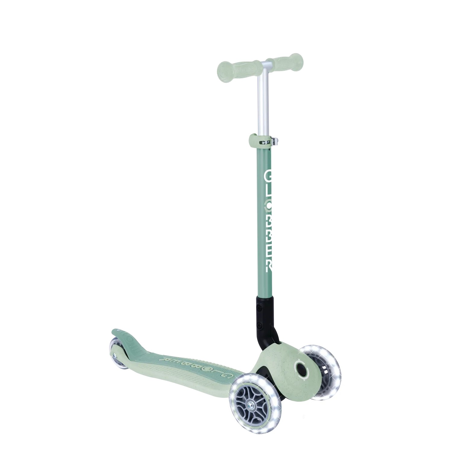 Globber Primo Foldable Lights Tretroller 120/80 mm ABEC 5 3-Rädrig Höhenverstellbar LED-Rollen Pistazie