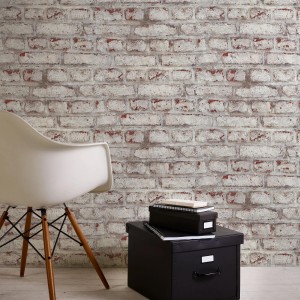 Bricoflor Klinker Tapete in Weiß-Rot, Vliestapete in Backstein Optik für Wohnzimmer und Küche.