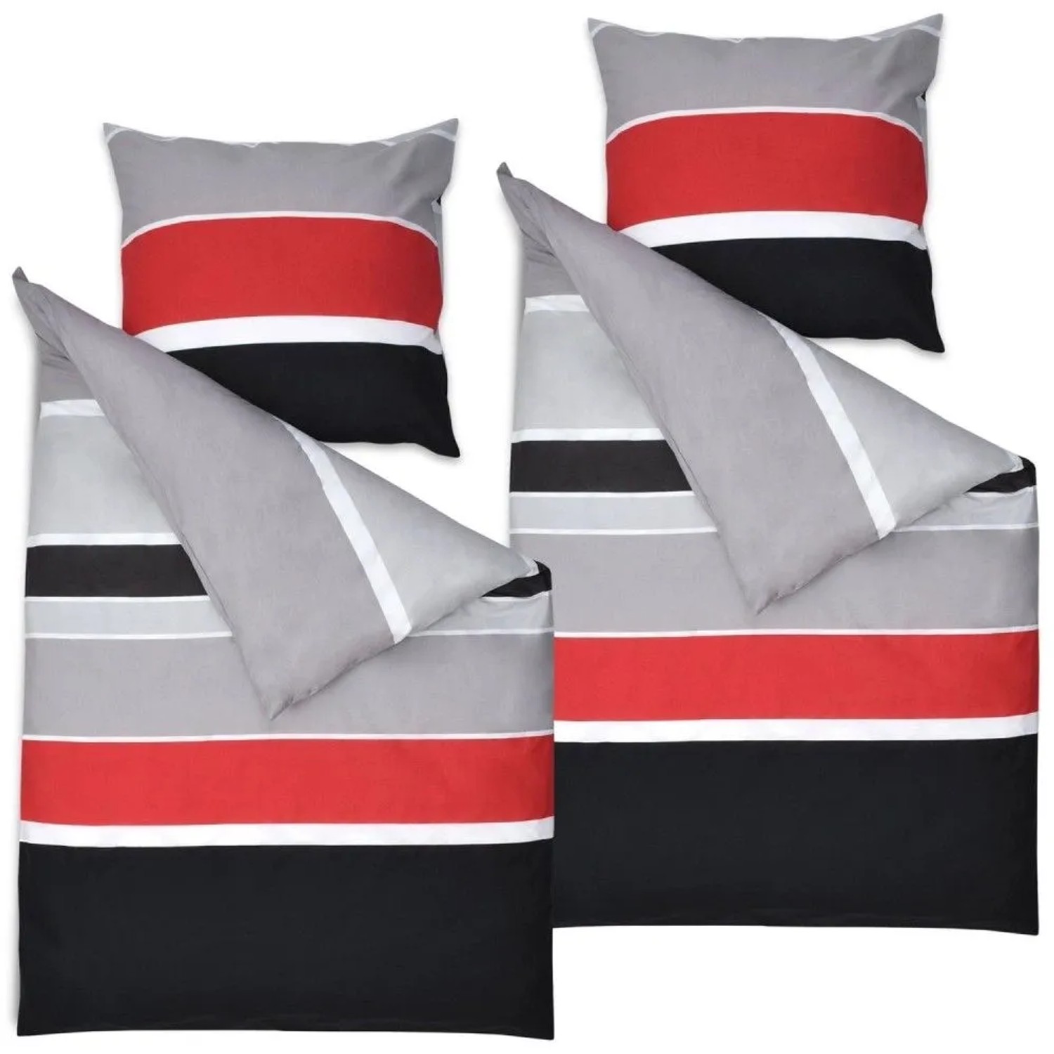 Beautissu Delia Bettbezug 155x220cm + Kissenbezug 80x80cm Gestreift Renforcé 4tlg
