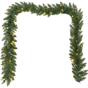 Grüne künstliche LED-Girlande, 270 cm, mit warmweißen Lichtern. Perfekt für festliche Deko.
