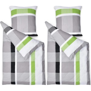 Beautissu Bettwäsche 155x220 Baumwolle 4teilig Bettwäsche Dana 80x80cm 4tlg.