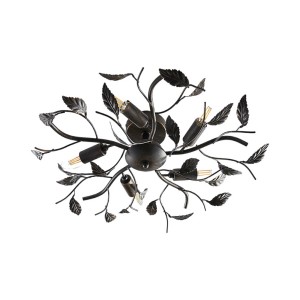Lindby Deckenlampe Yos 9621745 Florentiner in Schwarz aus Metall 5-flammig E14 Schlafzimmerleuchte