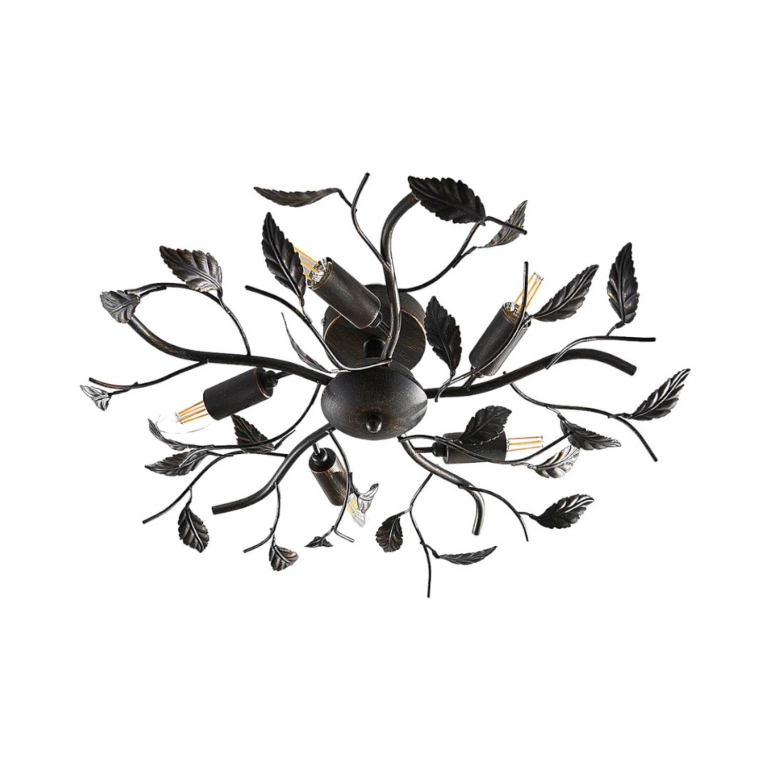Lindby Deckenlampe Yos 9621745 Florentiner in Schwarz aus Metall 5-flammig günstig online kaufen
