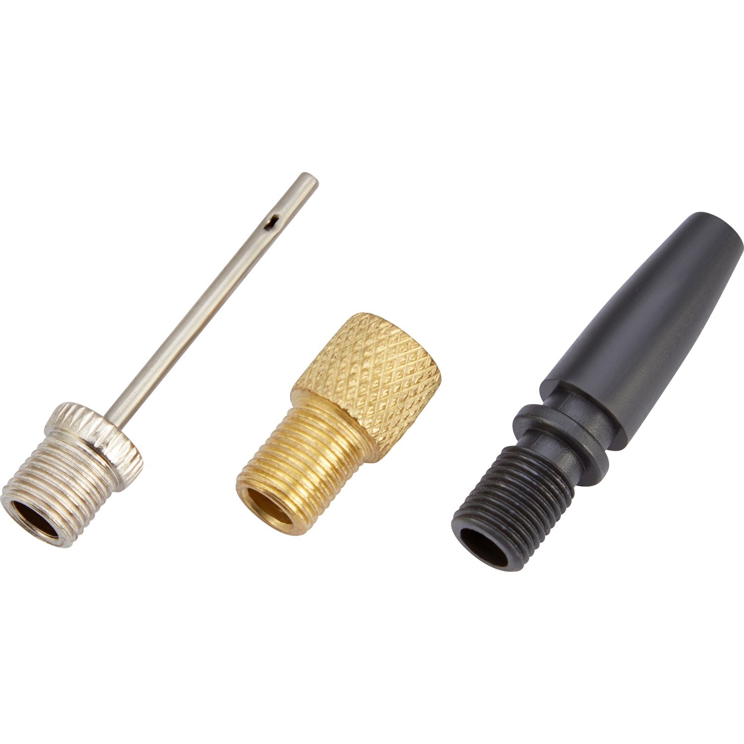 Adapter-Set für LUX Akku-Kompressor 1PowerSystem: Ballnadel, Fahrradventil- und Universaladapter.