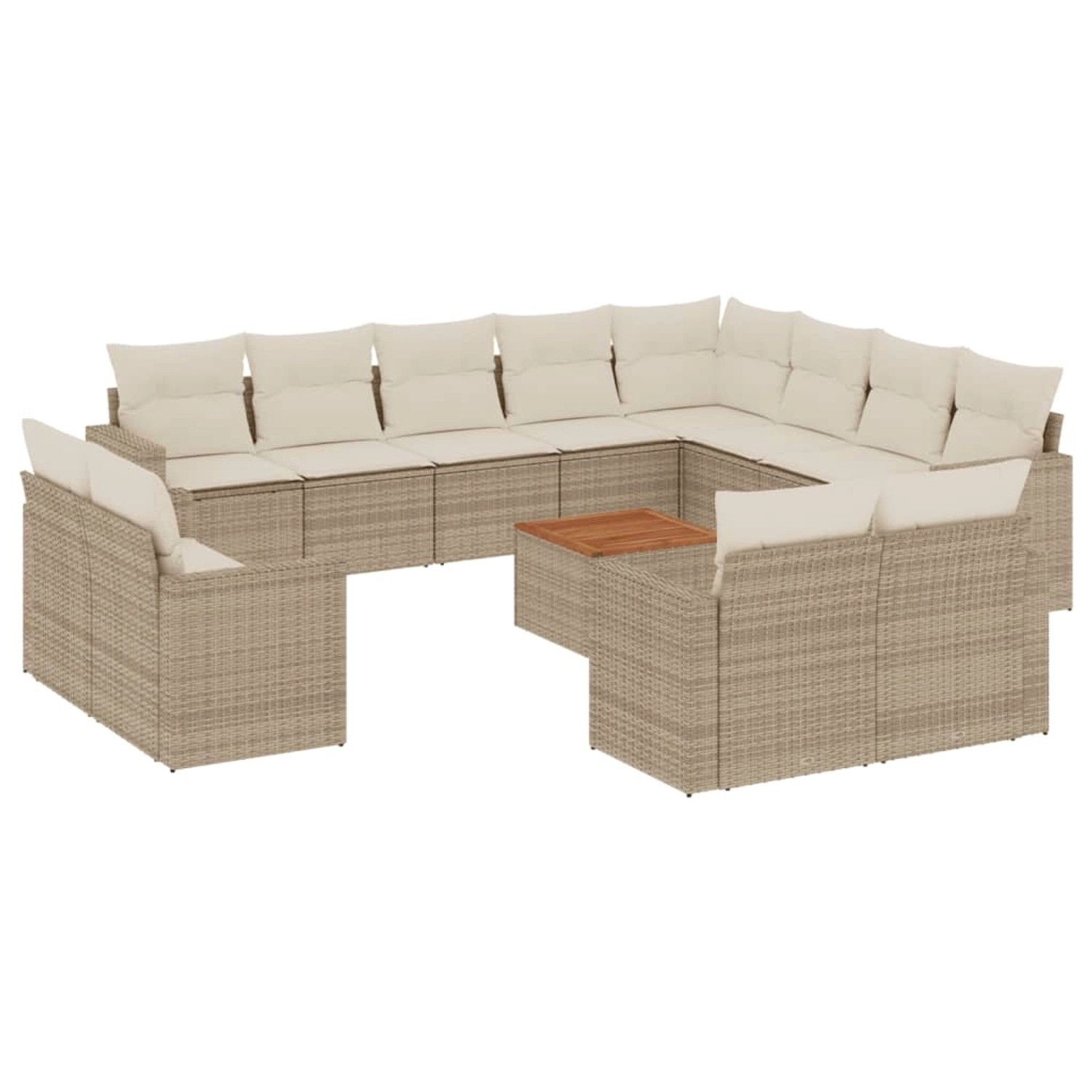 vidaXL 13-Tlg Garten-Sofagarnitur mit Kissen Beige Poly Rattan 3256723 günstig online kaufen