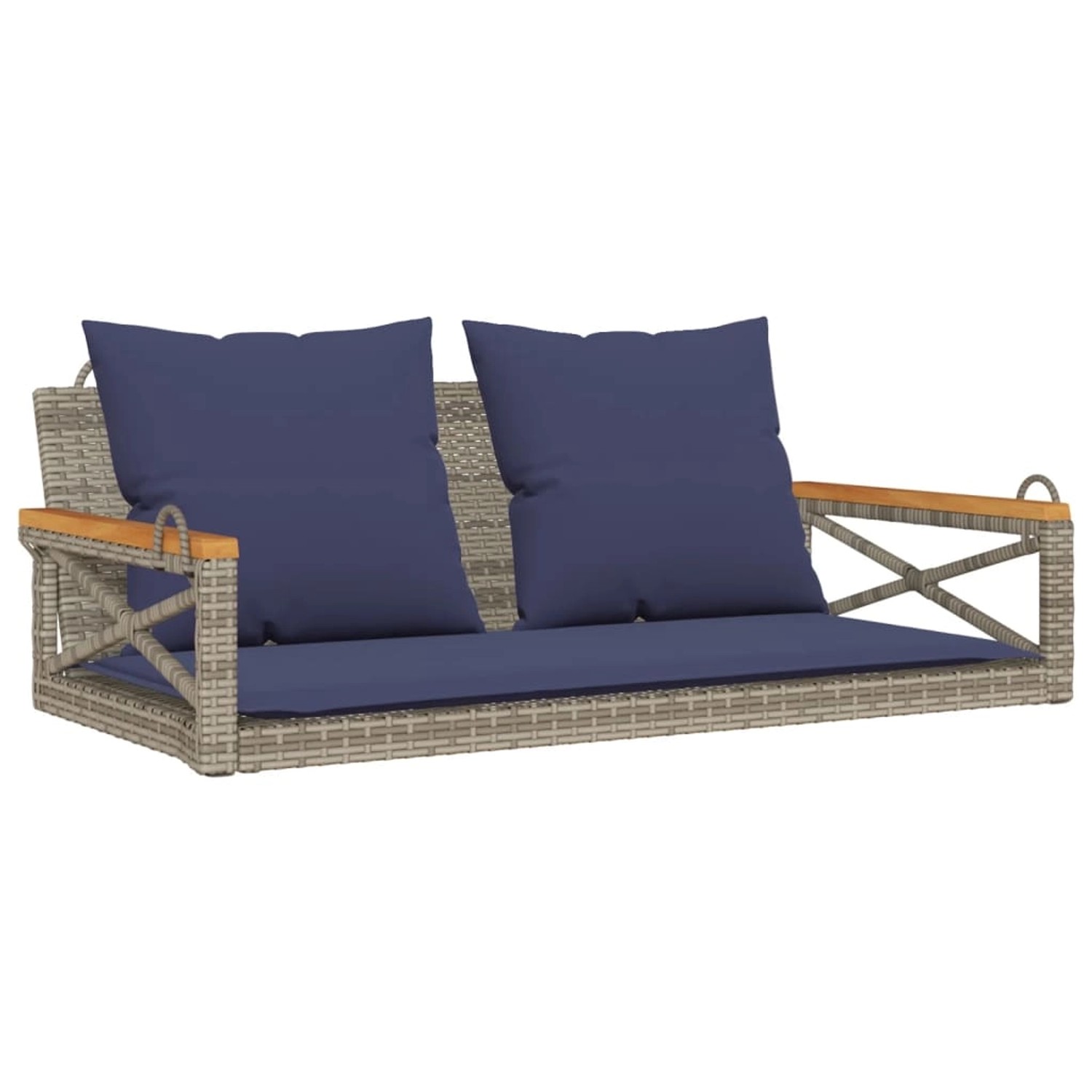 vidaXL Hängebank mit Kissen Grau 109x62x40 cm Poly Rattan 368159