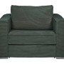 Tannengrüner Cord-Schlafsessel Loreto. Moderner Relaxsessel mit geripptem Bezug und Metallfüßen.