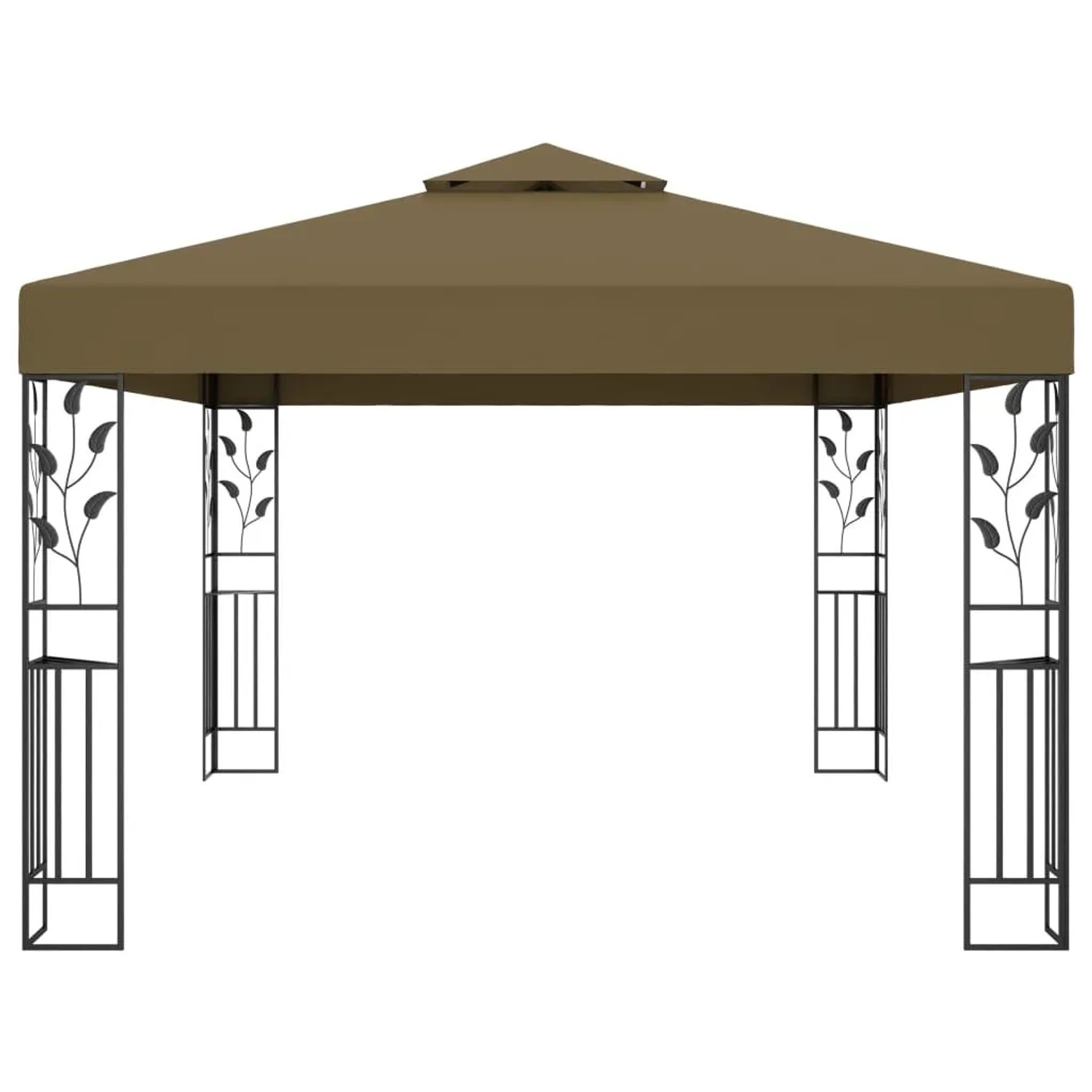 vidaXL Pavillon 3x4 m in Taupe mit Doppeldach und Stahlgestell mit Blattmuster.