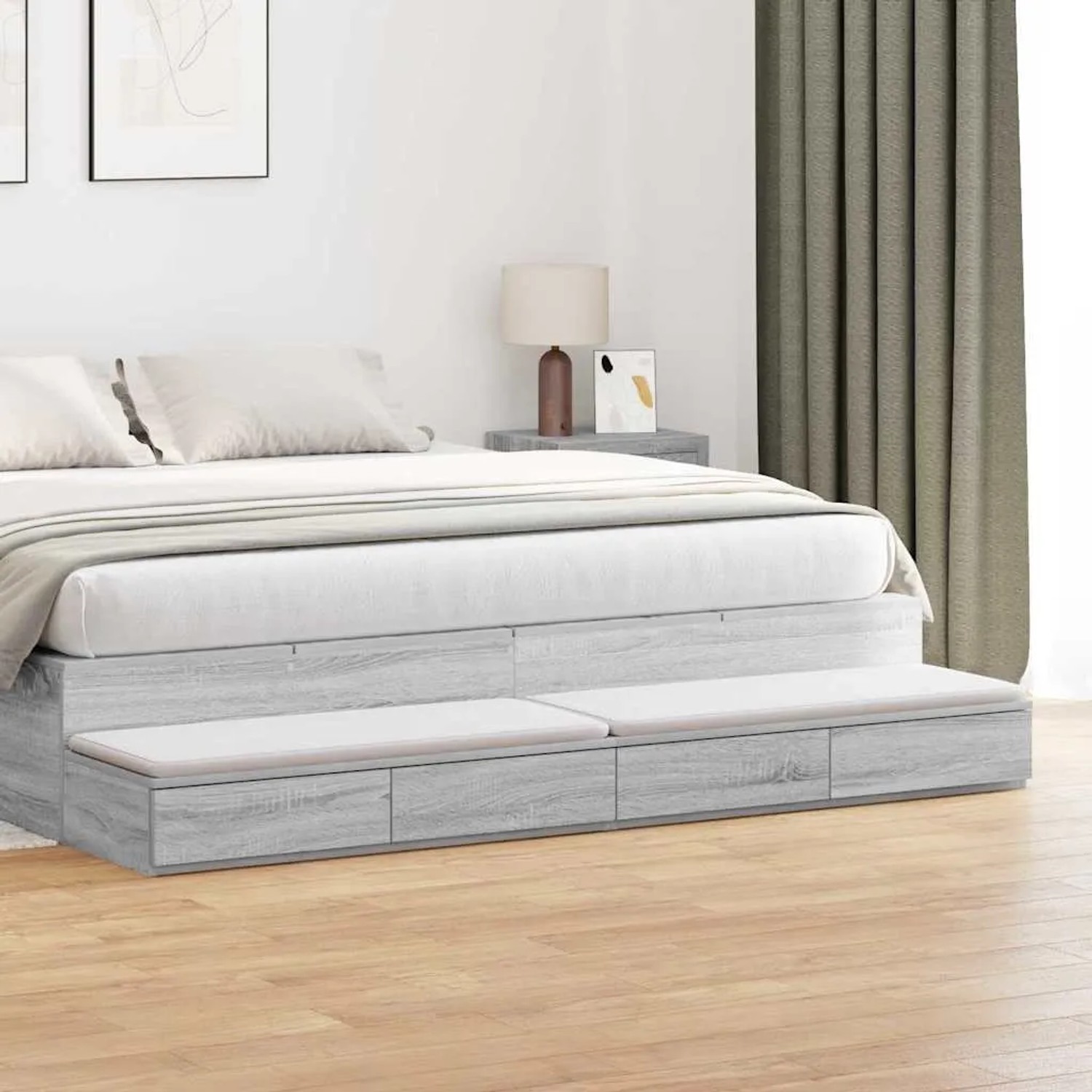 vidaXL Bettschubladen Grau Sonoma 180 x 36,5 x 16,5 cm Holzwerkstoff 866984_2