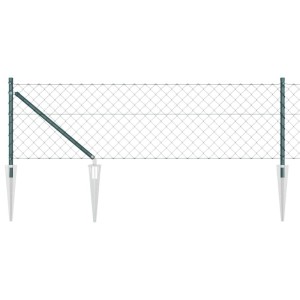 Grüne vidaXL Zaunpfosten mit Maschendrahtzaun, Stahl und PVC, 40x40 mm.