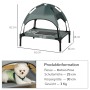 Graues PawHut Hundebett mit Baldachin und Maßen.