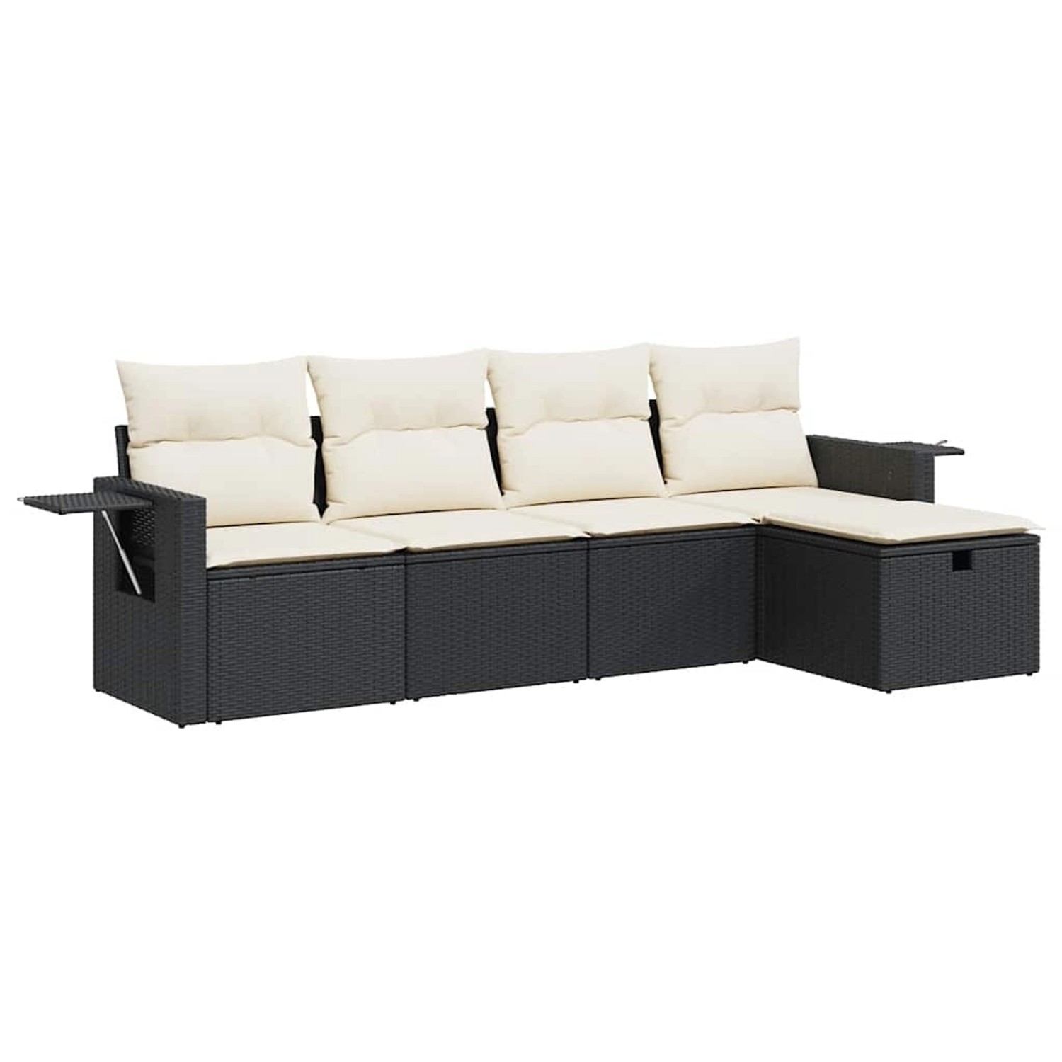 vidaXL 5-Tlg Garten-Sofagarnitur mit Kissen Schwarz Poly Rattan 3325462 günstig online kaufen