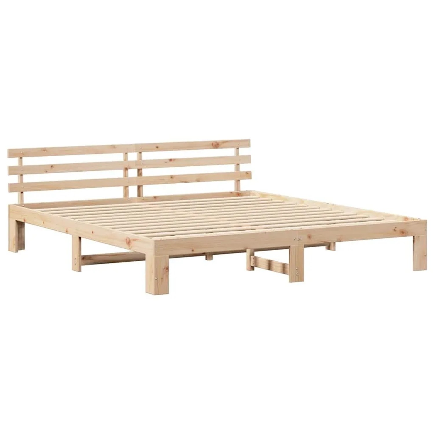 vidaXL Bettrahmen mit Kopfteil Natur 180 x 200 cm Massives Kiefernholz 872599